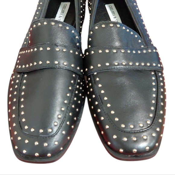 NEW Chelsea & Violet Black Studded Flat Loafers Size 6.5 - Picture 4 of 10